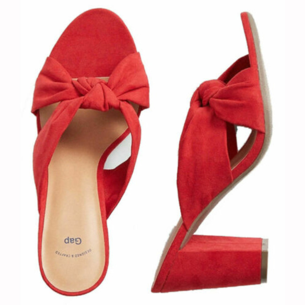 Gap Factory NWT Knotted Strap Faux Suede Block Heels 7 8